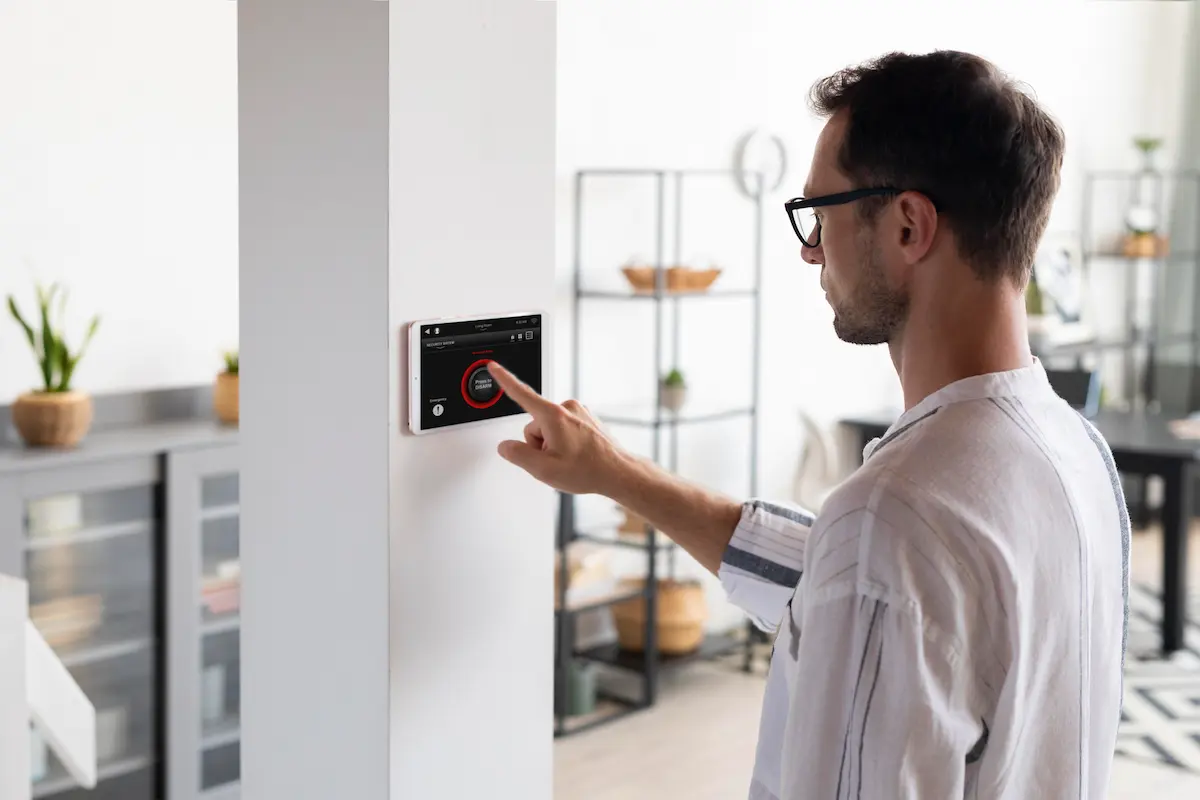 Dicas de segurança residencial para mudanças homem configurando sistemas de segurança com automação residencial