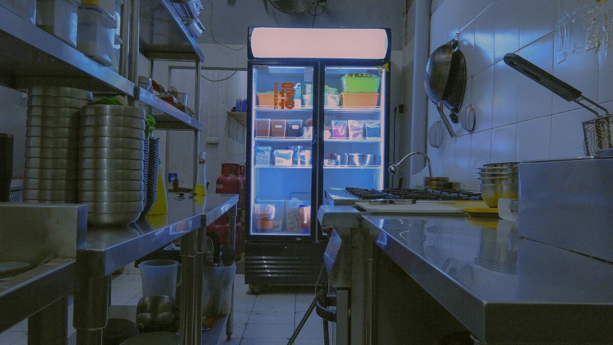 Câmara fria ou geladeira comercial: qual é a diferença? Refrigerador comercial em cozinha profissional